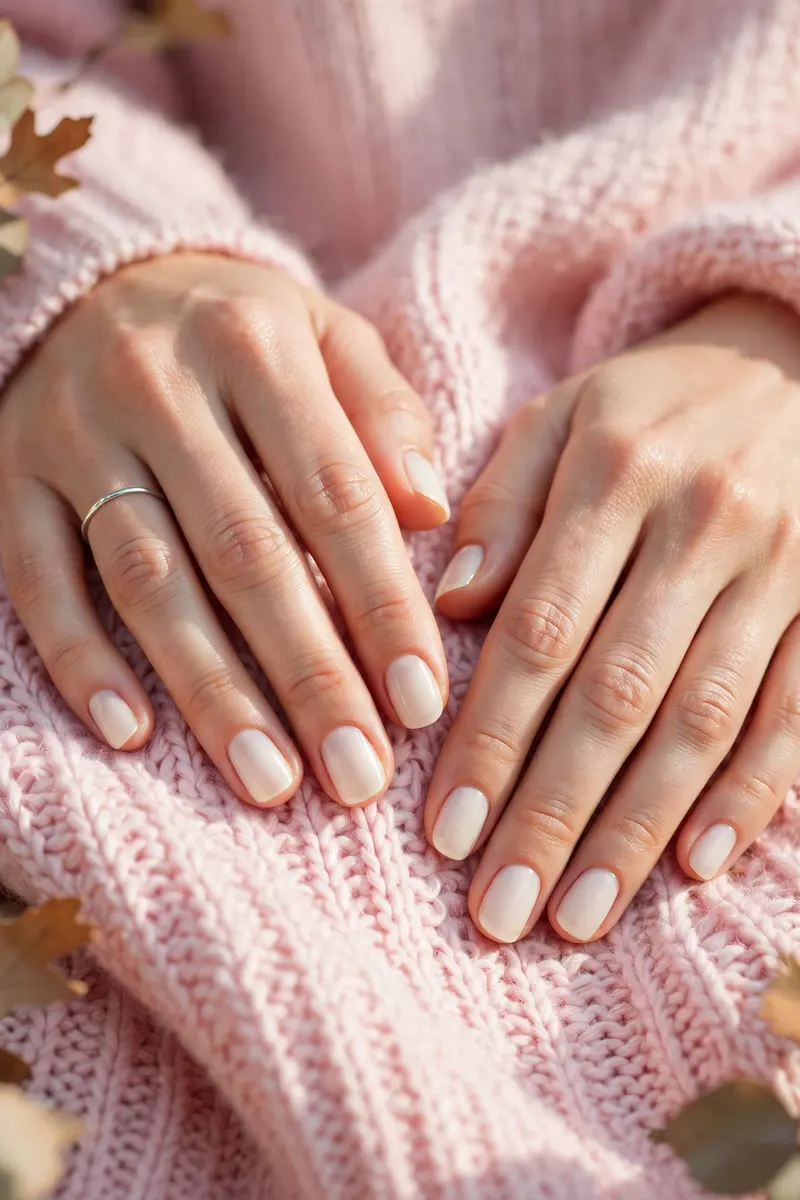Milky ivory soft white fall nail color manicure - clean girl fall nail colors